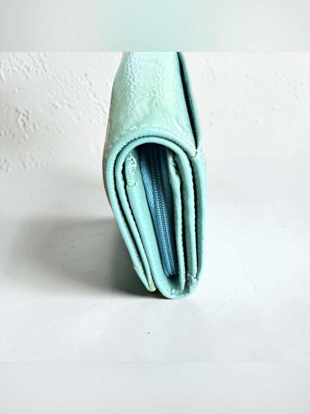 Coach Soho Pleated Leather Mineral Teal Leather Compact Wallet - Picture 9 of 10